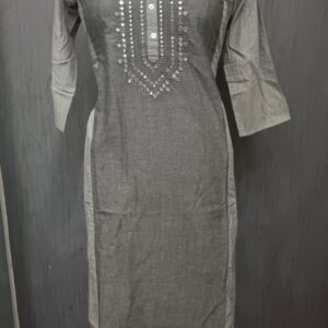 Charcoal Grey Mirror Work Kurti