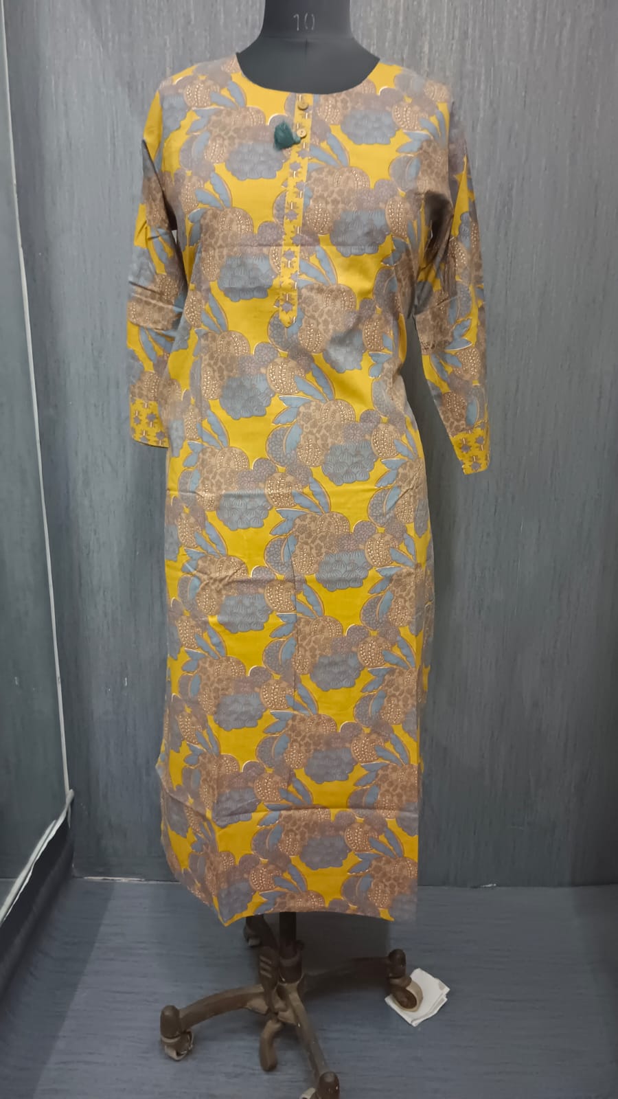 Yellow Floral Printed Kurti