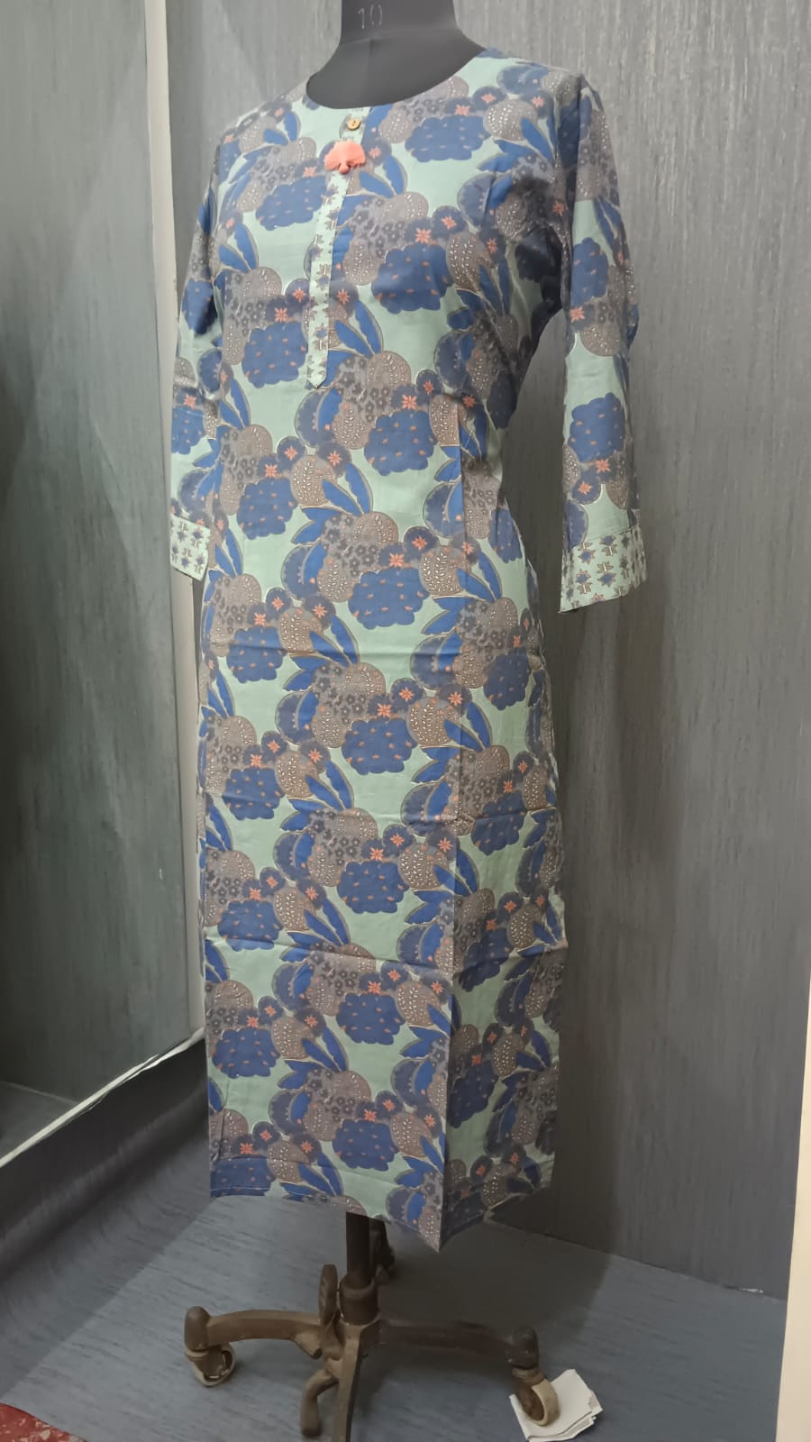 Teal & Blue Botanical Printed Kurti - Image 2