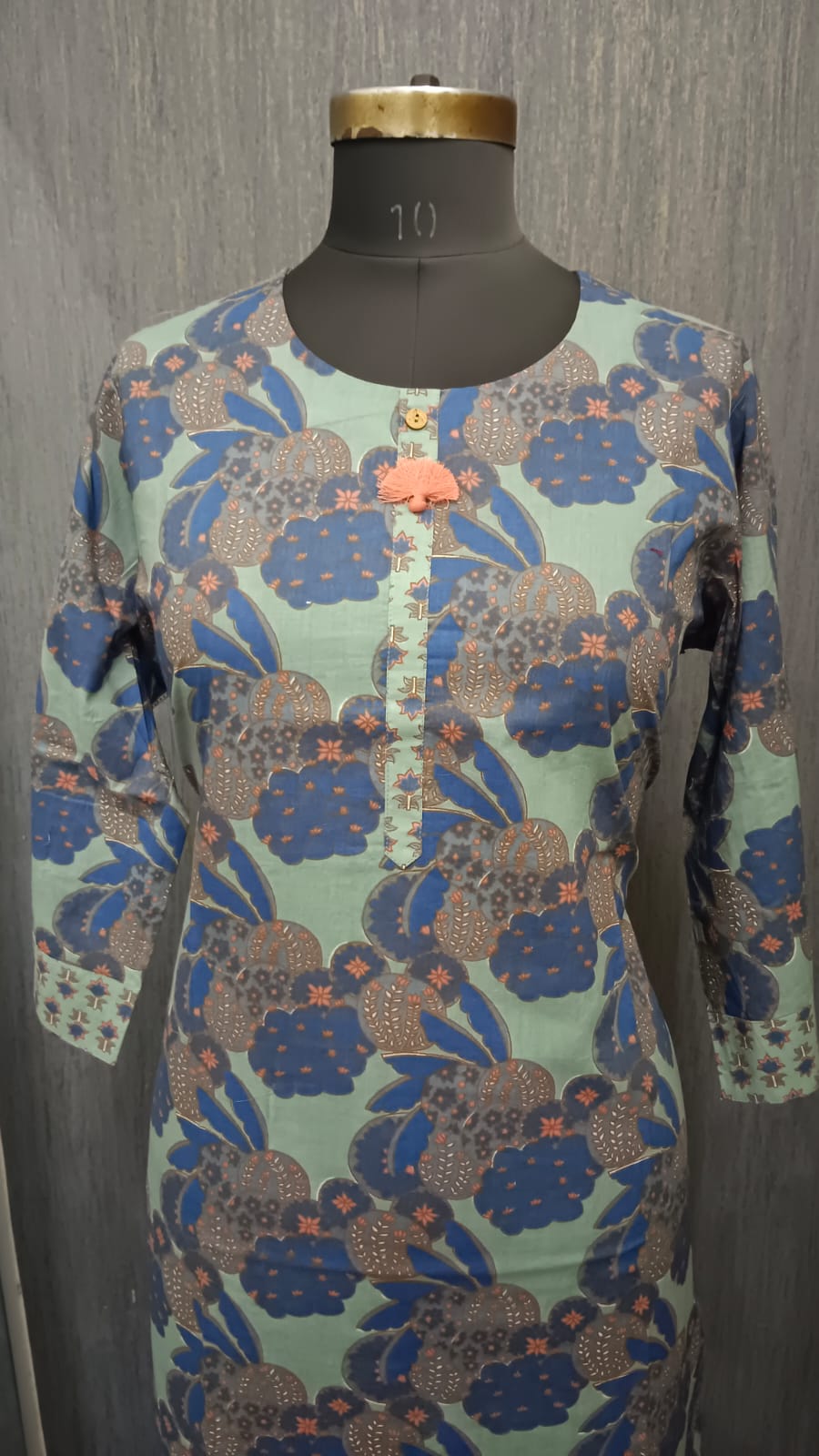 Teal & Blue Botanical Printed Kurti - Image 3
