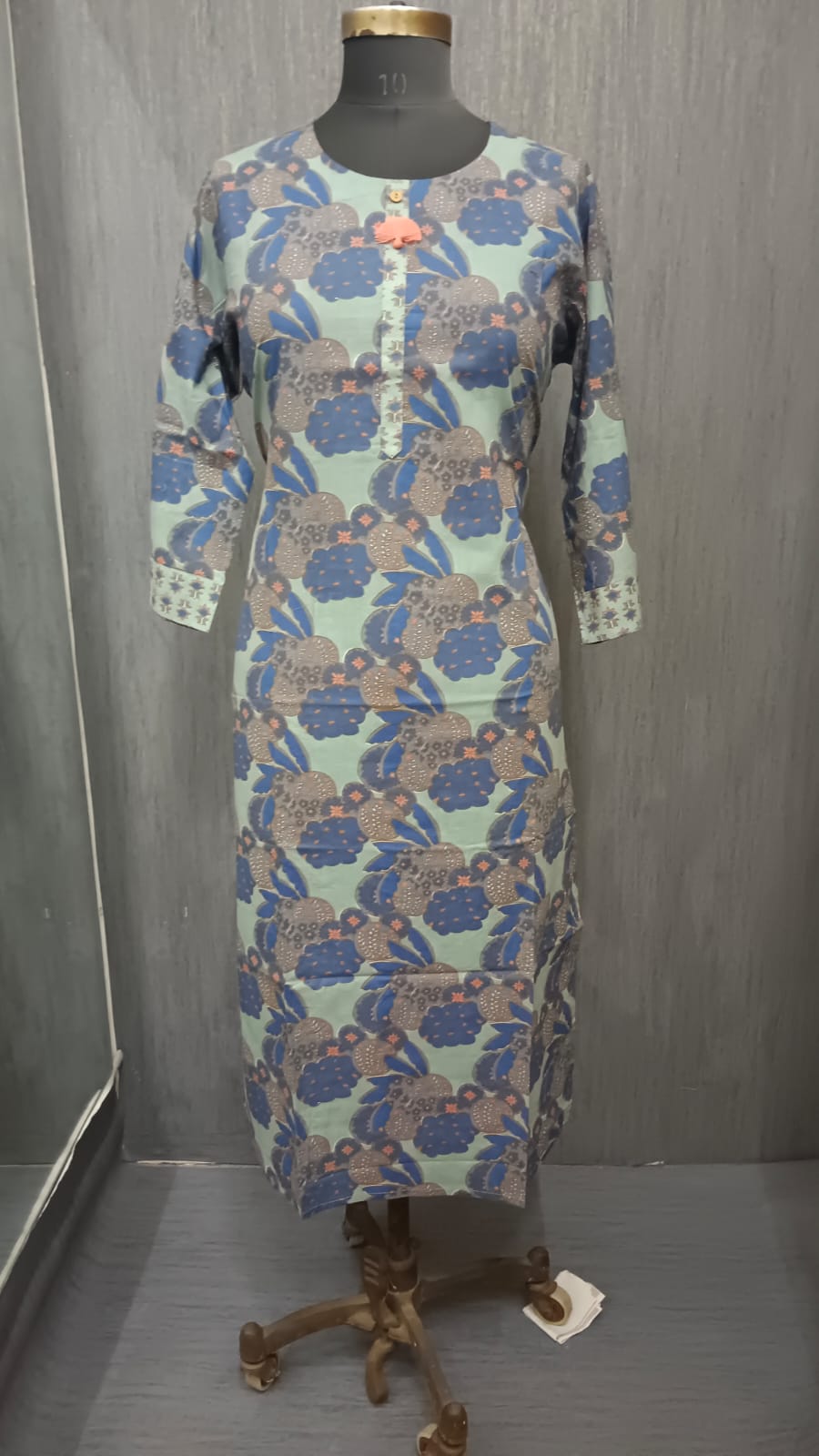 Teal & Blue Botanical Printed Kurti