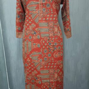 Rust Red Traditional Printed Kurti
