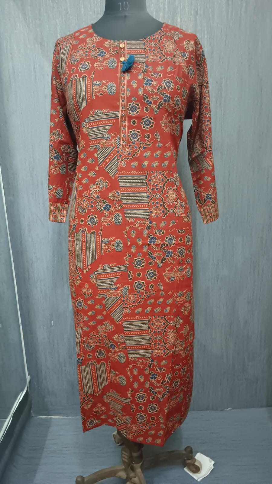 Rust Red Traditional Printed Kurti