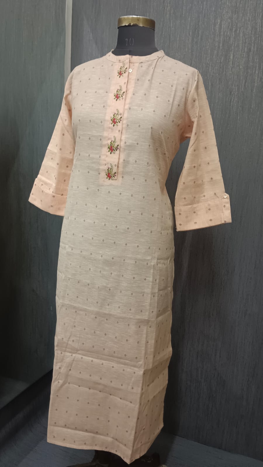 Peach Blossom Embroidered Kurti - Image 2