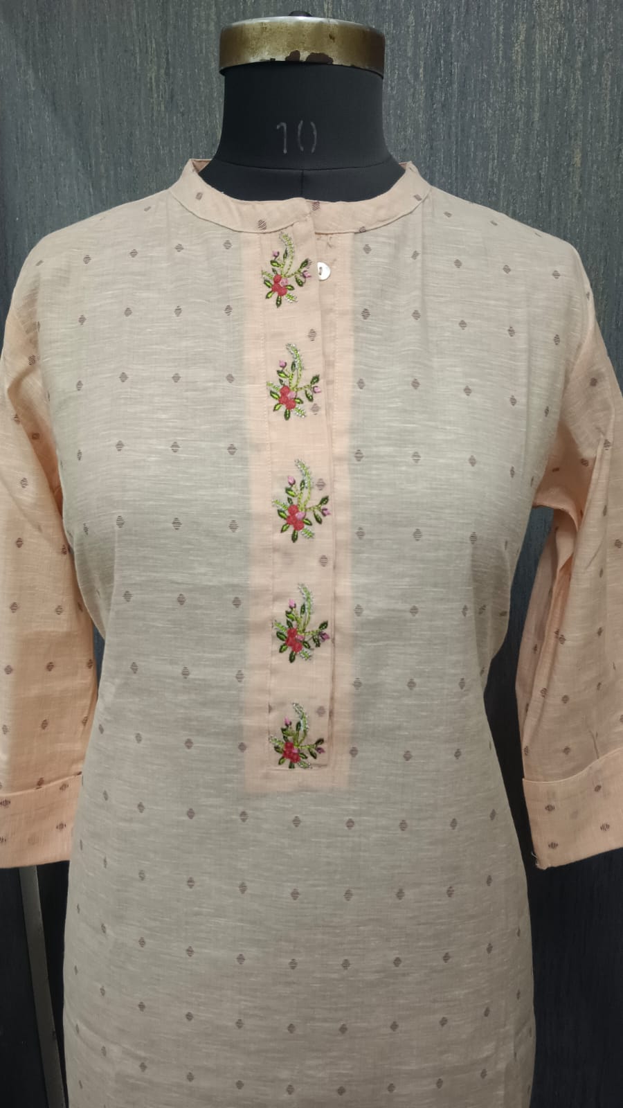 Peach Blossom Embroidered Kurti - Image 3