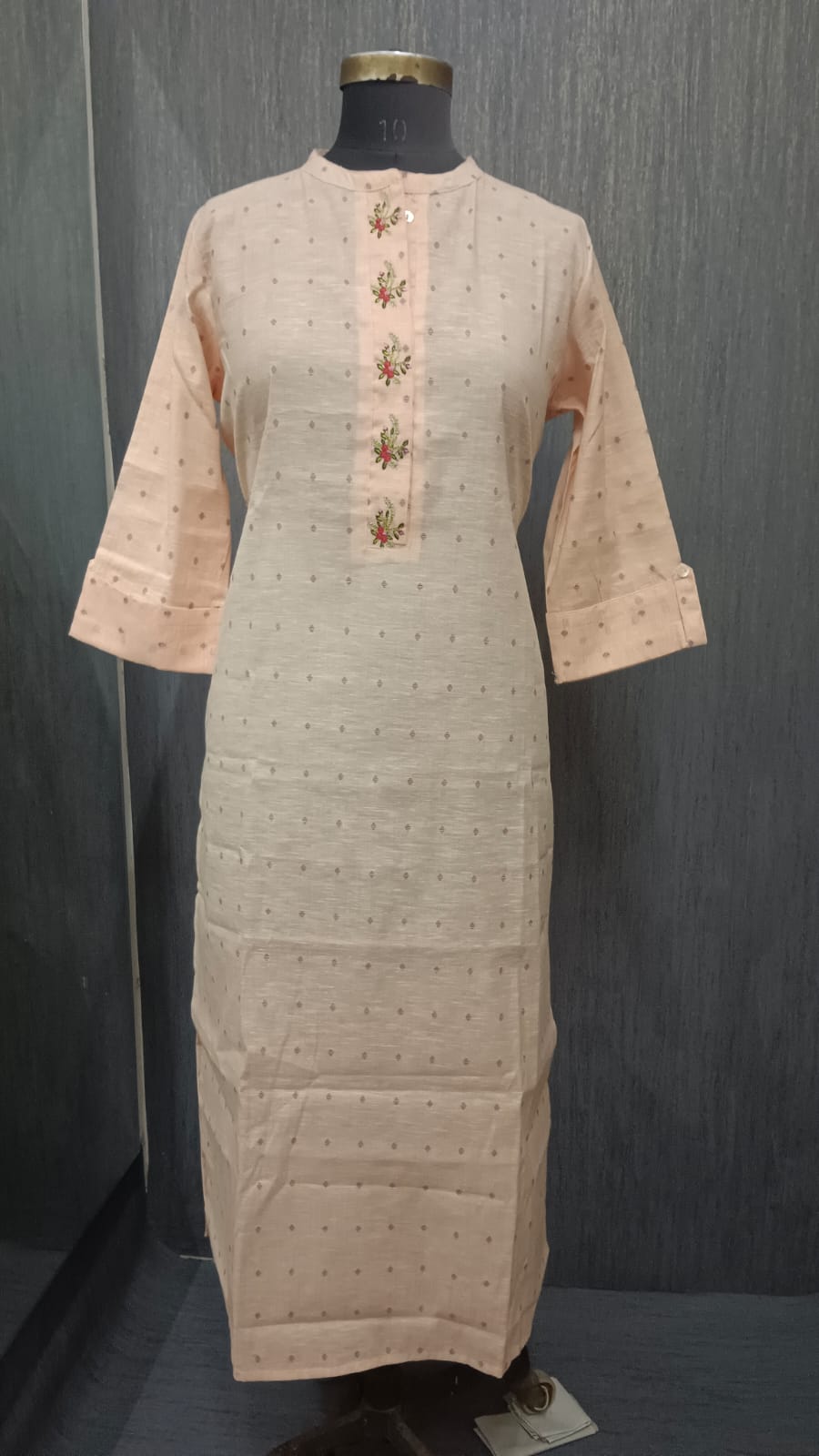Peach Blossom Embroidered Kurti