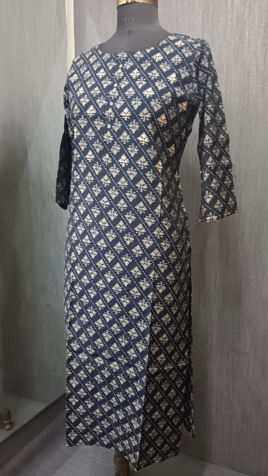 Navy Blue Printed Kurti - Image 2