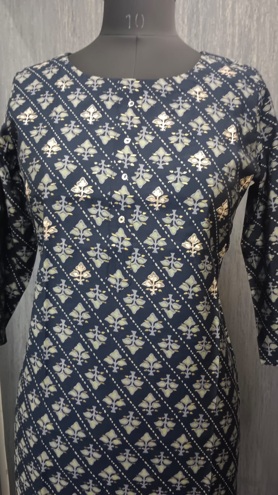 Navy Blue Printed Kurti - Image 3