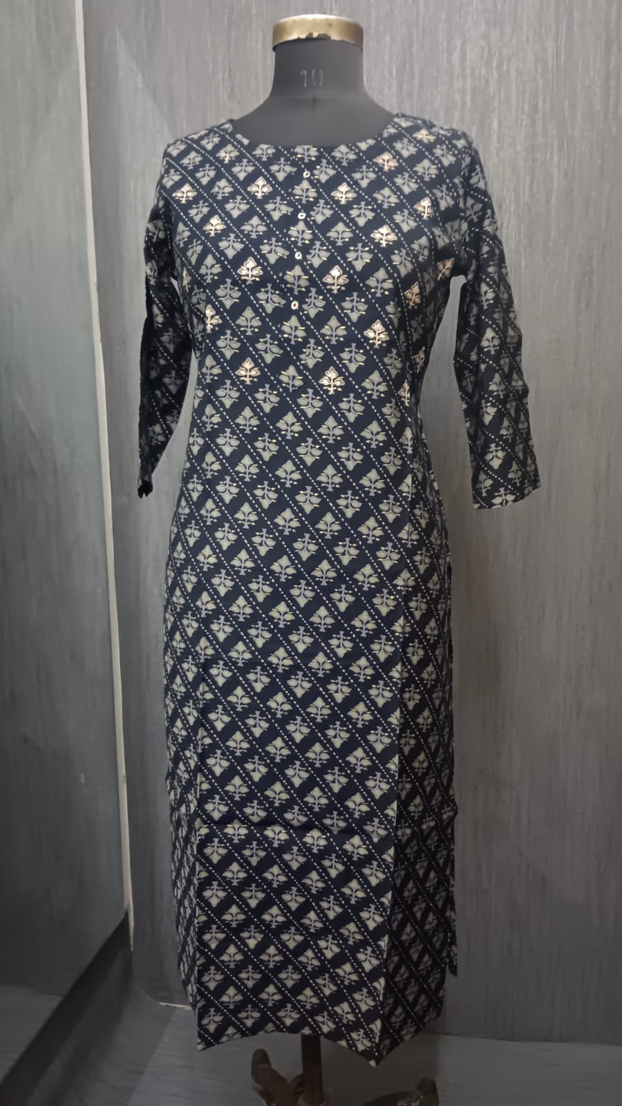 Navy Blue Printed Kurti