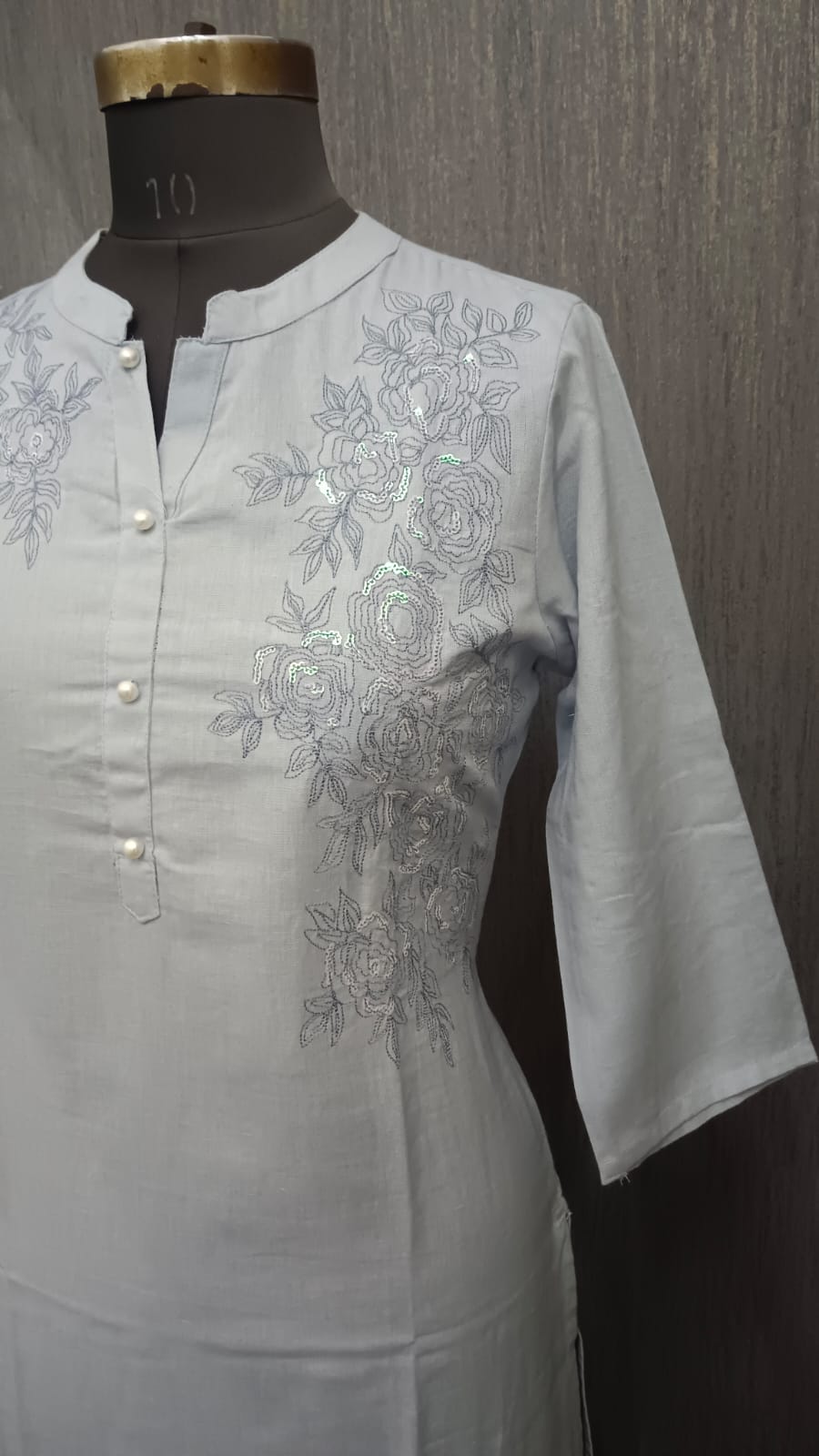 Blue With Embroidery Kurti - Image 2