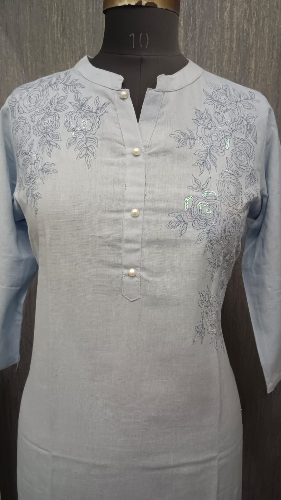 Blue With Embroidery Kurti - Image 5