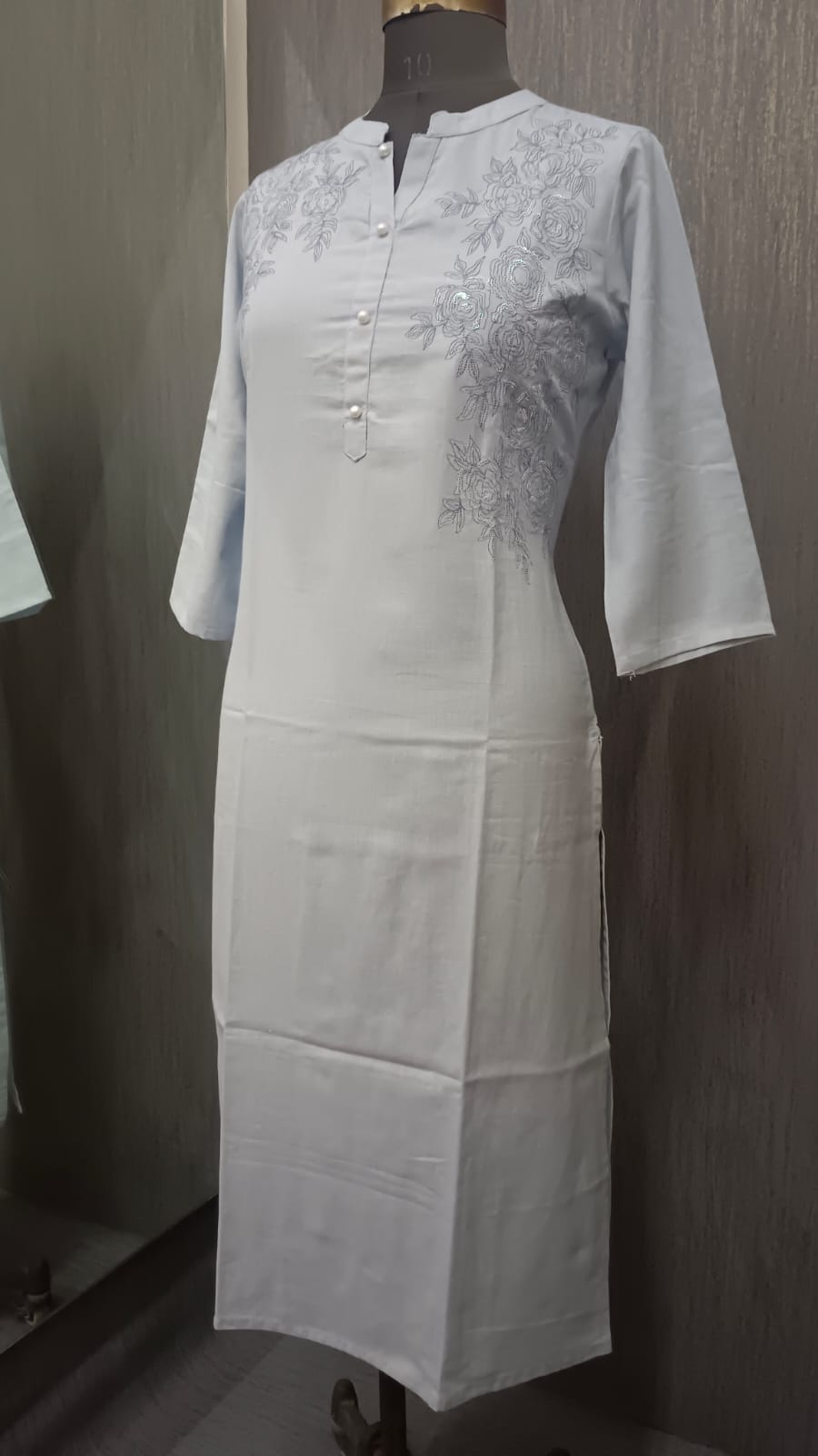 Blue With Embroidery Kurti