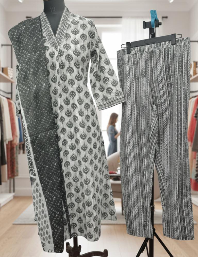 Black & White Hand block Printed - Image 2