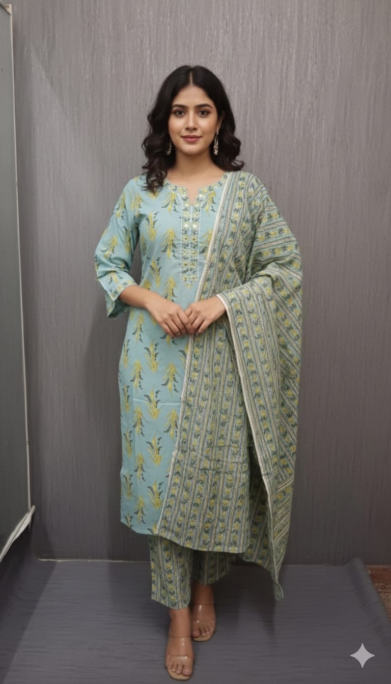 Fresh Bloom Aqua Kurti Set - Image 5