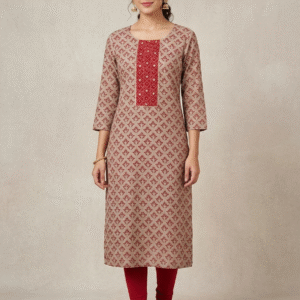 Maroon Printed Straight Kurti  2732