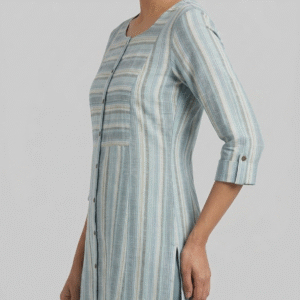 Serene Blue Striped Panel Kurti  2000