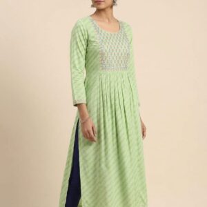 Pastel Mint Printed Paneled Kurti  3497