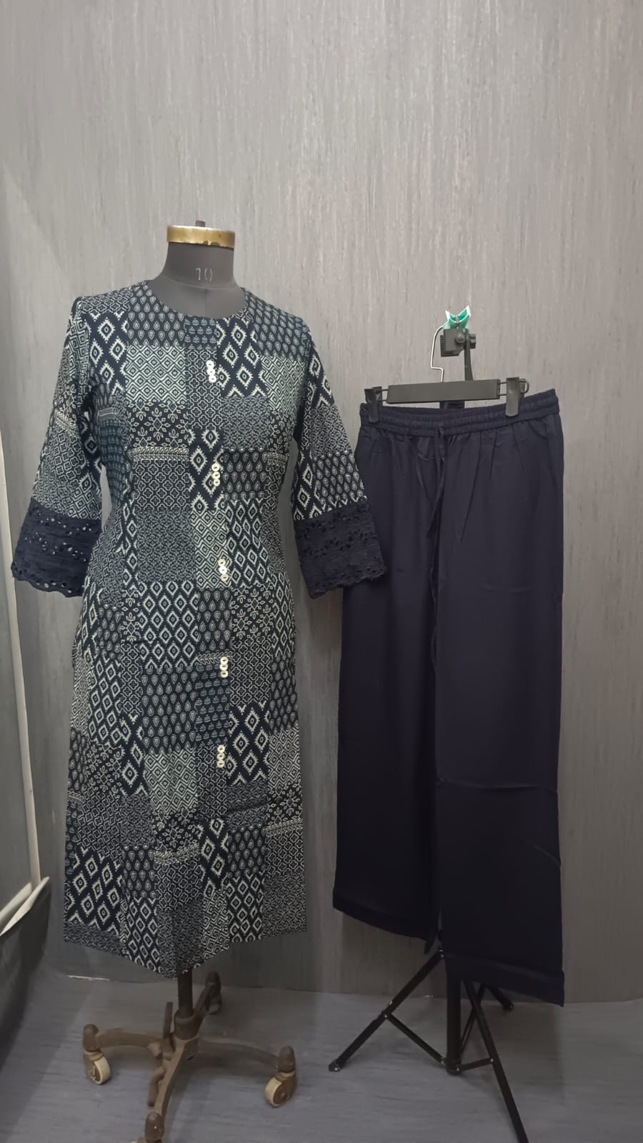 Navy Blue Printed Kurta 6041 - Image 2