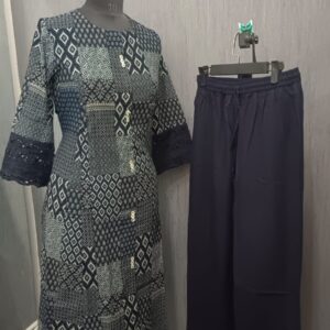 Navy Blue Printed Kurta 6041