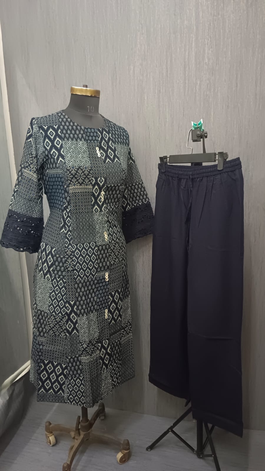 Navy Blue Printed Kurta 6041