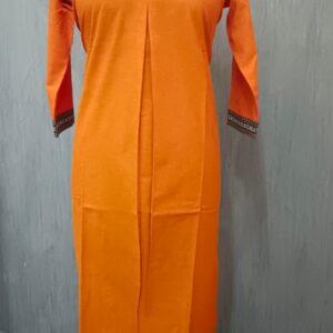 Orange Cotton Straight Kurti  6086