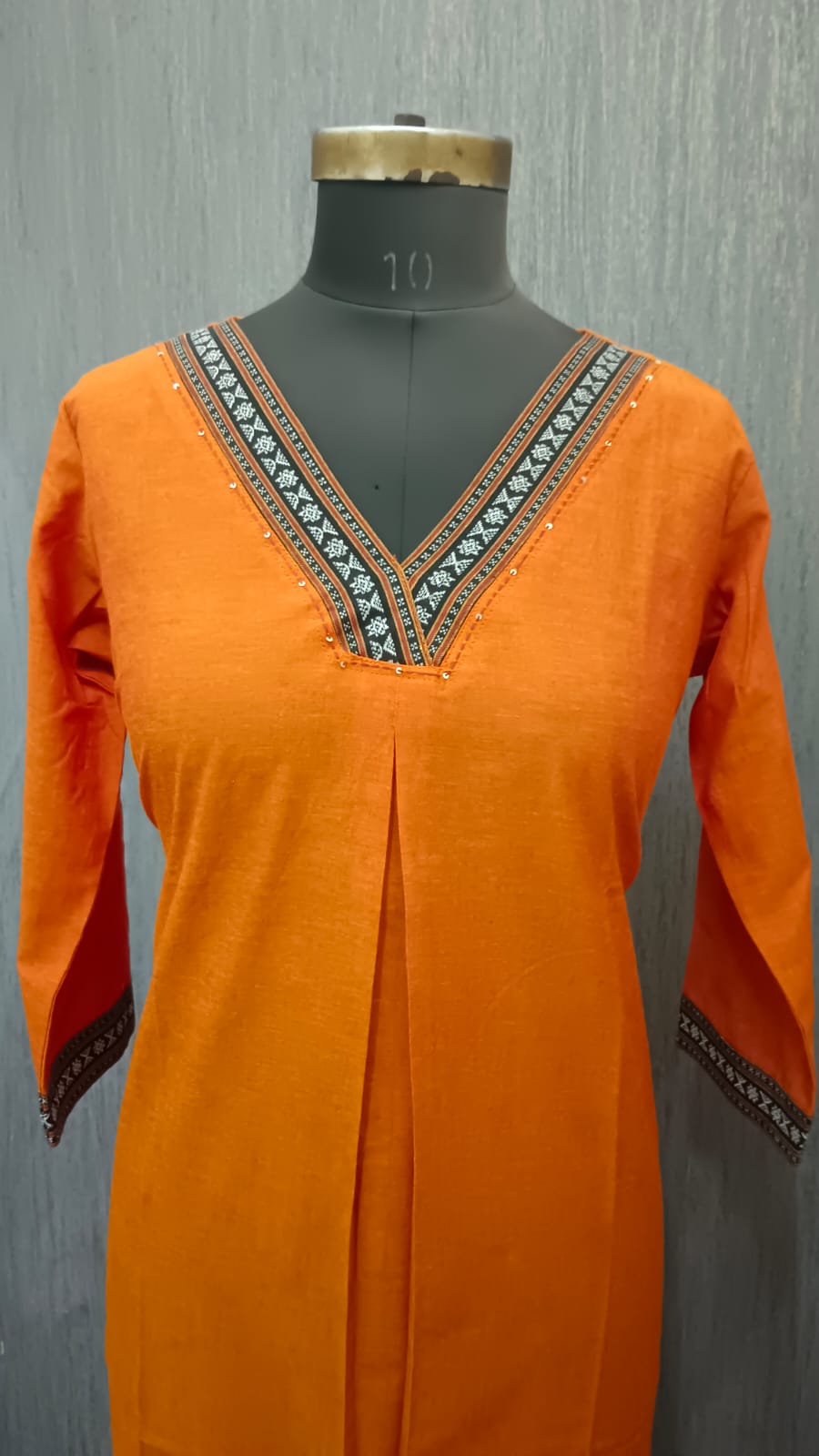Orange Cotton Straight Kurti 6086 - Image 2