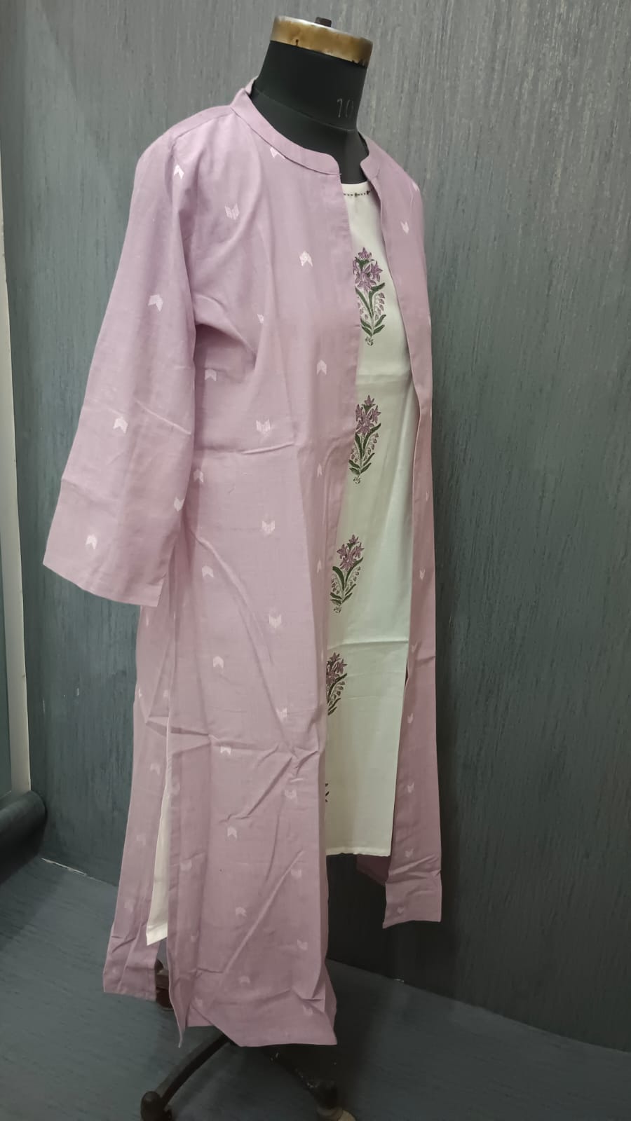 Lavender Layered Floral Printed Cotton 6074 - Image 4
